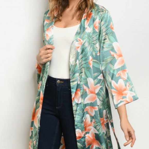 JADE BELTED KIMONO/ DUSTER long cardigan - Picture 3 of 6